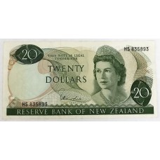 NEW ZEALAND 1977 . TWENTY 20 DOLLARS BANKNOTE . ERROR . MISSING COLOUR SIMULATION